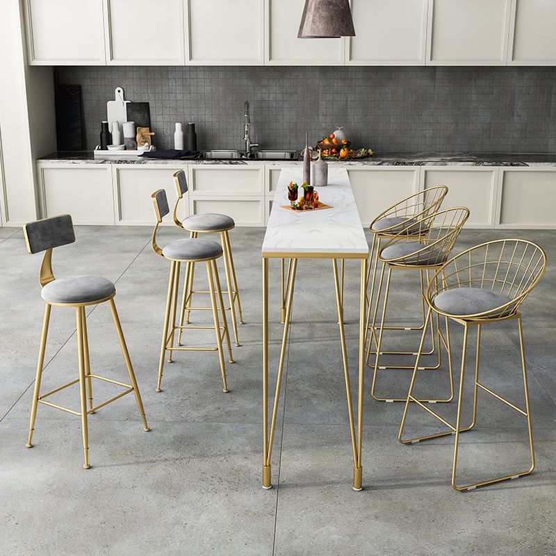 Glam Style White Bar Table in Faux Marble and Metal Bar Table for Restaurant Clearhalo 'Bar Furniture' 'Bar Tables' 'bar_tables' 'furn' 'furn_bar_tables' 'Furniture' 'furniture_bar_tables' 'Kitchen & Dining Furniture' 1200x1200_22caf768-a608-46ae-b3a9-92c12a32eb30