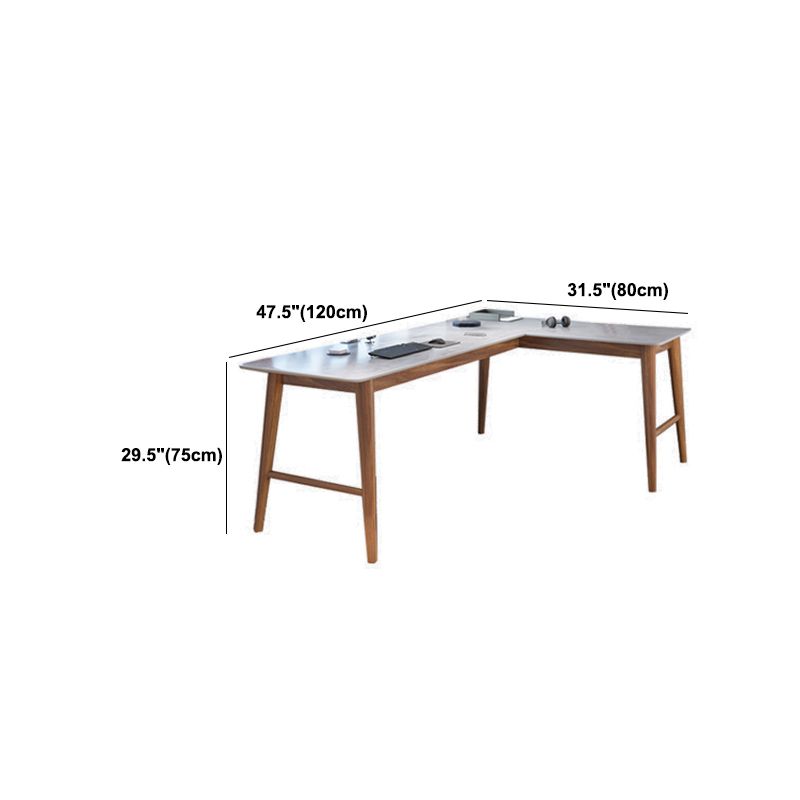 Destina moderna della metà del secolo Pine in legno a forma di angolo a forma di pietra con top in pietra