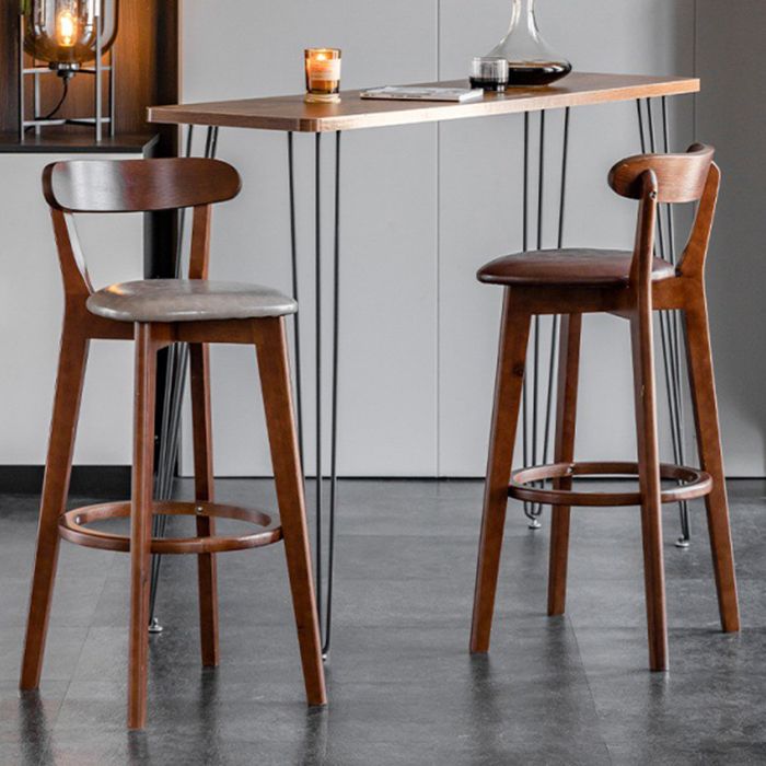 Scandinavian Rubberwood Low Back Barstool Milk Tea Shop Upholstered Stool Clearhalo 'Bar Furniture' 'Bar Stools' 'bar_stools' 'furn' 'furn_bar_stools' 'Furniture' 'Kitchen & Dining Furniture' 1200x1200_22ce24b0-fb7c-4ef2-a83d-60484d5f6dd4