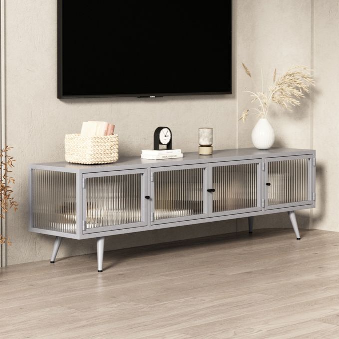 Modern Metal TV Media Stand Enclosed Storage TV Console with Doors for Living Room Clearhalo 'furn' 'furn_tv_stands_entertainment_centers' 'Furniture' 'Living Room Furniture' 'TV Stands & Entertainment Centers' 'TV Stands & Media Storage Furniture' 'tv_stands_entertainment_centers' 1200x1200_22cee066-3e95-43b8-86fa-4ba48102f076