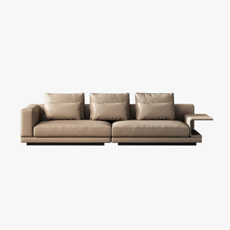 Contemporary Genuine Leather Square Arm Standard Sofa with Bolster Pillows Clearhalo 'furn' 'furn_sofas' 'Furniture' 'furniture_sofas' 'kitchen' 'kitchen_sofas' 'Living Room Furniture' 'Sofa' 'sofas' 1200x1200_22cf8661-e3db-4af4-9e0c-e6a712a8e961