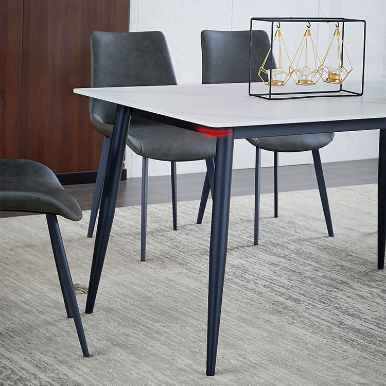 Contemporary White Standard Dining Table Sintered Stone Rectangle Shape Dining Table for Kitchen Clearhalo ' dining_table' 'Dining Tables & Seating' 'Dining Tables' 'furn' 'furn_dining_table' 'Furniture' 'furniture_dining_table' 'Kitchen & Dining Furniture' 'kitchen&dining_furn' 'kitchen' 'kitchen_dining_table' 1200x1200_22d02ee8-b708-4037-8afd-51b42751ea78