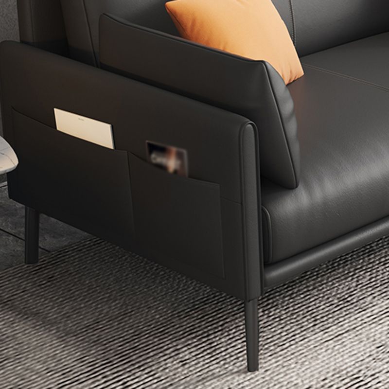 32.28" H Scandinavian Standard Square Arm Sofa with Pillow Back in Brown Finish Clearhalo 'furn' 'furn_sofas' 'Furniture' 'furniture_sofas' 'kitchen' 'kitchen_sofas' 'Living Room Furniture' 'Sofa' 'sofas' 1200x1200_22d0b3e7-71d1-42d1-84cf-8181e807e9c9