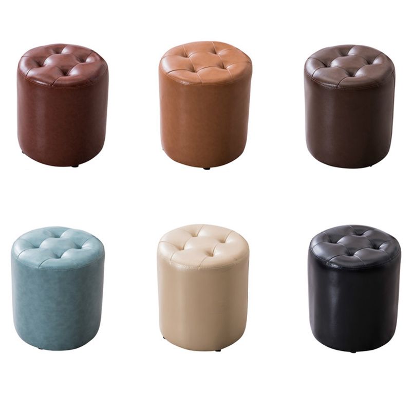 Modern Pouf Ottoman Genuine Leather Tufted Upholstered Solid Color Ottoman Clearhalo 'furn' 'furn_ottomans_poufs' 'Furniture' 'Living Room Furniture' 'Ottomans & Poufs' 'ottomans_poufs' 1200x1200_22d13f2b-cce8-49ba-a6d6-ff62f47a0b5c