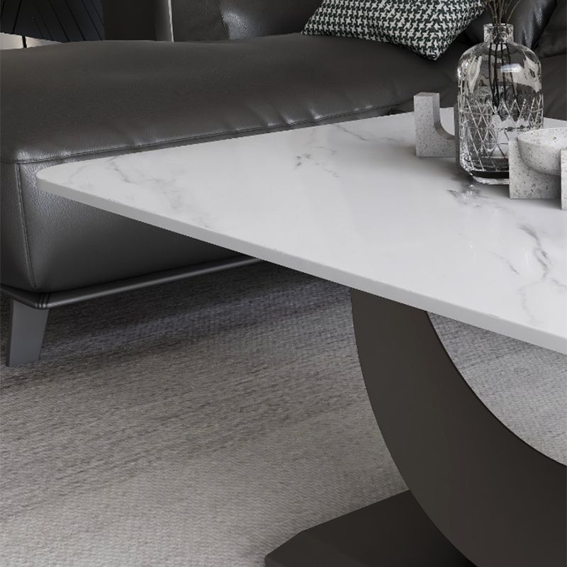 Glam Stone Coffee Table with Steel Pedestal Base and Rectangle Top Clearhalo 'Coffee & Accent Tables' 'Coffee Tables' 'coffee_tables' 'furn' 'furn_coffee_tables' 'Furniture' 'Living Room Furniture' 1200x1200_22d18c36-f1ac-4356-93fd-40da9c4599ea