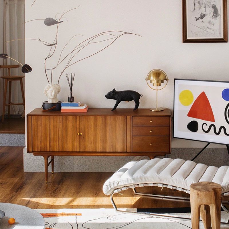 Modern Wood Sideboard Table 3 Drawers Buffet Table Cabinets Included for Living Room Clearhalo 'buffet_sideboard' 'Buffets & Sideboards' 'furn' 'furn_buffet_sideboard' 'Furniture' 'Kitchen & Dining Furniture' 1200x1200_22d1c411-d9cf-4626-ad29-9c952dbdad55