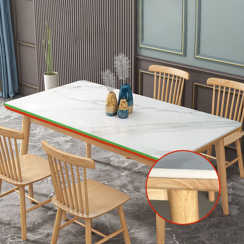Modern Style Sintered Stone White Dining Set Standard Rectangle Shape Dining Set with 4 Legs Base Clearhalo 'Dining Room Sets' 'Dining Tables & Seating' 'dining_room_set' 'furn' 'furn_dining_room_set' 'Furniture' 'furniture_dining_room_set' 'Kitchen & Dining Furniture' 'kitchen&dining_furn' 'kitchen' 1200x1200_22d27fca-4966-4294-882d-483da4e9f311