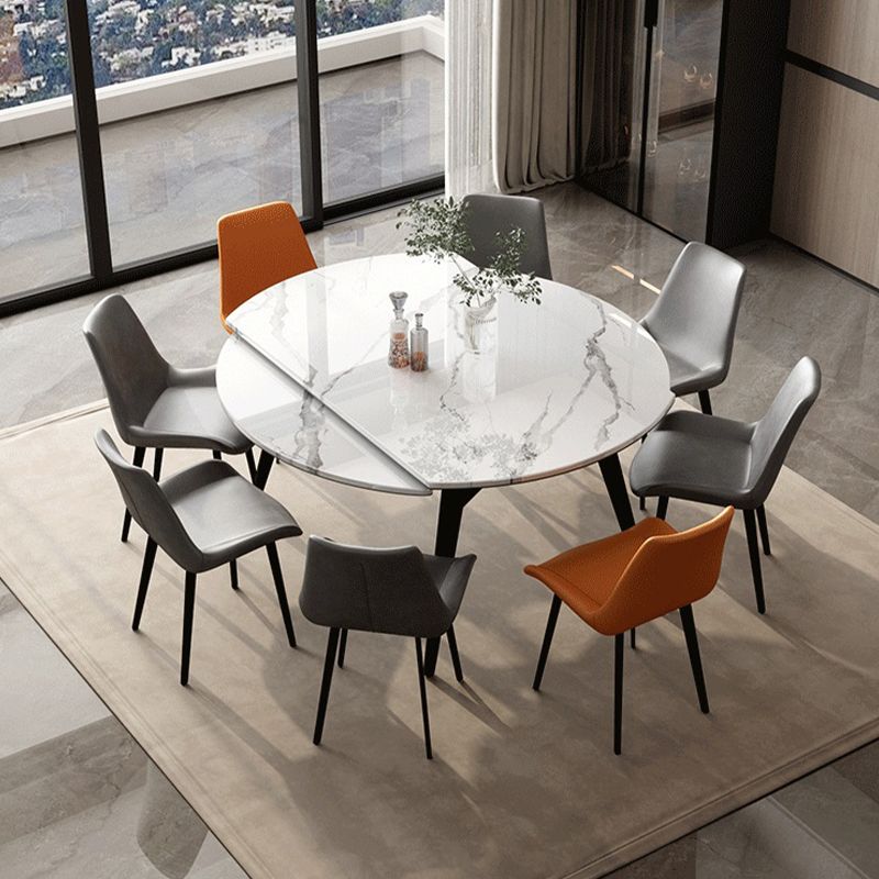 White Stone Dining Site Table Modern Round 4 Legs Dining Table Clearhalo 'Dining Tables & Seating' 'Dining Tables' 'dining_table' 'furn' 'furn_dining_table' 'Furniture' 'Kitchen & Dining Furniture' 1200x1200_22d30c57-aded-43ad-bc39-368c7626e506