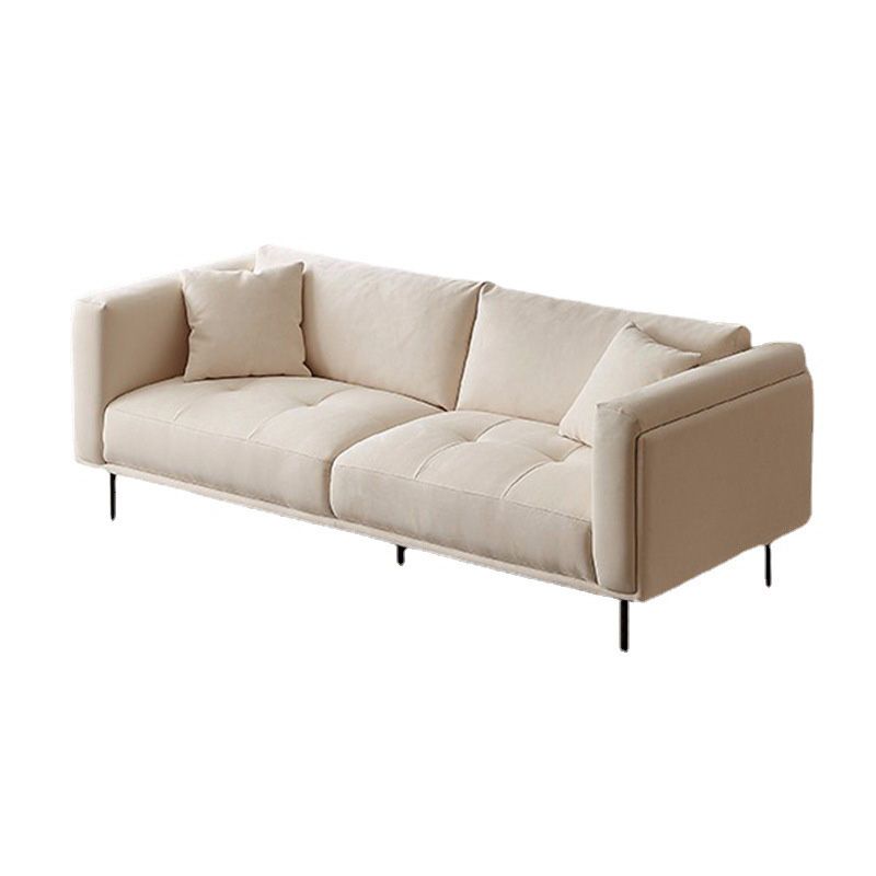 Nordic Style Sectional Feather Cushion Filled Flannelette Beige Sofa