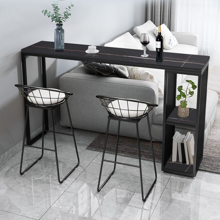 Glamour 1/3 pièces table de bar de bar à table de pierre rectangle avec tabourets hauts pour balcon