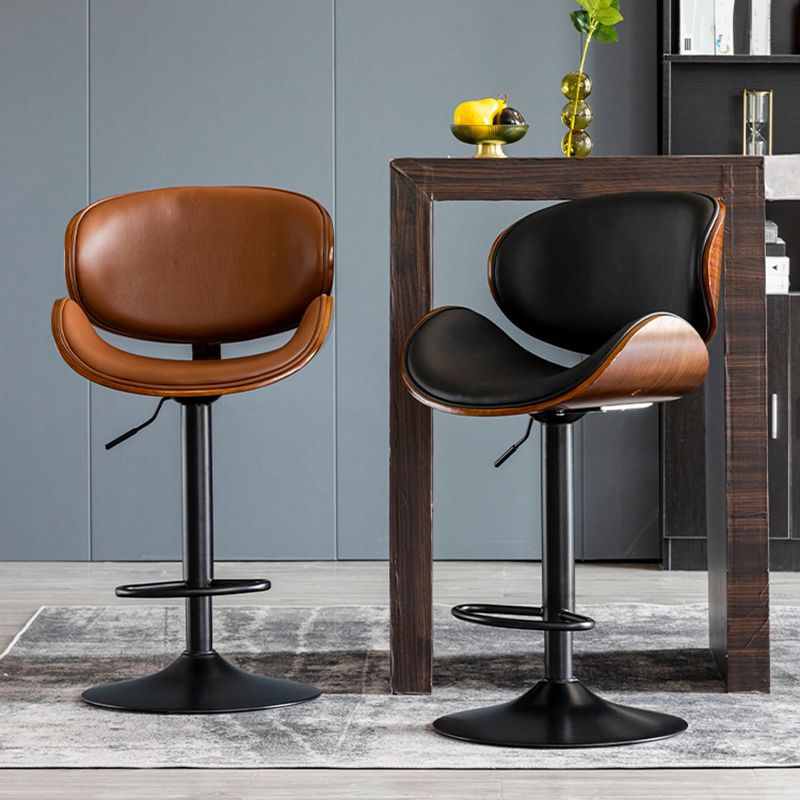 Scandinavian Adjustable Height Swivel Counter Stools Leather Wood Bar Stools (1 Piece) Clearhalo 'Bar Furniture' 'Bar Stools' 'bar_stools' 'furn' 'furn_bar_stools' 'furniture_bar_stools' 'Kitchen & Dining Furniture' 'kitchen&dining_furn' 'kitchen' 'kitchen_furn' Furniture' 1200x1200_22d75453-df59-4b4c-aeba-ffdceb172eb2
