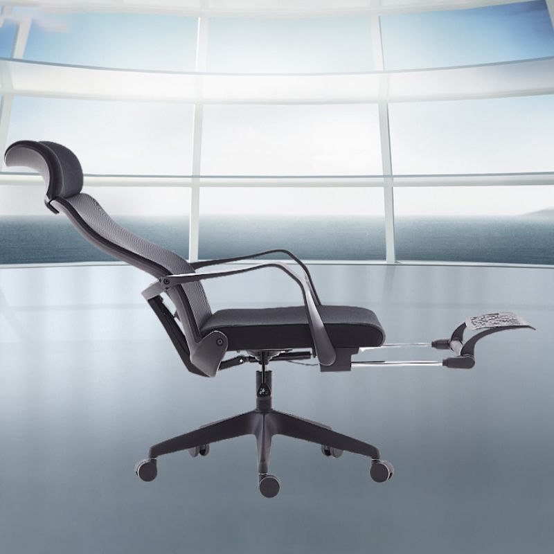 Contemporary Arm Chair Fixed Arm Adjustable Seat Height Swivel Footrest Black Office Chair Clearhalo 'furn' 'furn_office_chair' 'Furniture' 'Office Chairs' 'Office Furniture' 'office_chair' 1200x1200_22da1549-29c4-42b2-afc2-ac006817c743