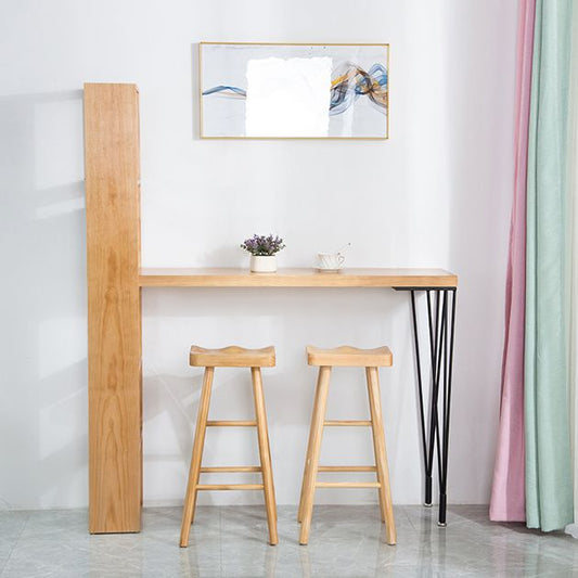 Rectangle Bar Table Modern Solid Wood Bar Height Table with Shelves