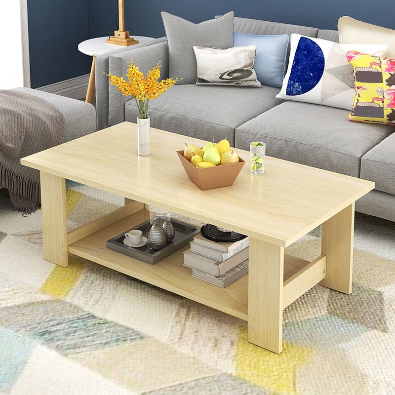 16.53" Tall Rectangle Top Coffee Table Wooden 4 Legs Cocktail Table with Shelf Clearhalo 'Coffee & Accent Tables' 'Coffee Tables' 'coffee_tables' 'furn' 'furn_coffee_tables' 'Furniture' 'Living Room Furniture' 1200x1200_22dcb102-1937-40de-b105-8e00212ea8b9