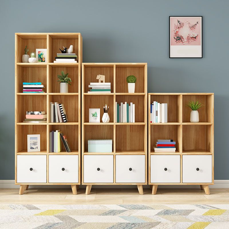 Modern Wooden Bookcase Standard Natural Closed Back Bookshelf