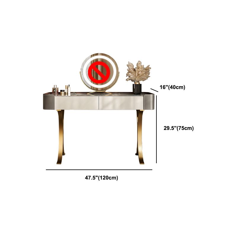 Pierre et métal avec table de vanité à accent en faux cuir, 29,5 "