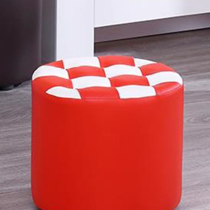 Contemporary Pouf Ottoman Faux Leather Upholstered Tufted Square Pattern Round Ottoman Clearhalo 'furn' 'furn_ottomans_poufs' 'Furniture' 'Living Room Furniture' 'Ottomans & Poufs' 'ottomans_poufs' 1200x1200_22e056b5-a050-408a-b63f-3198d9f7dc30