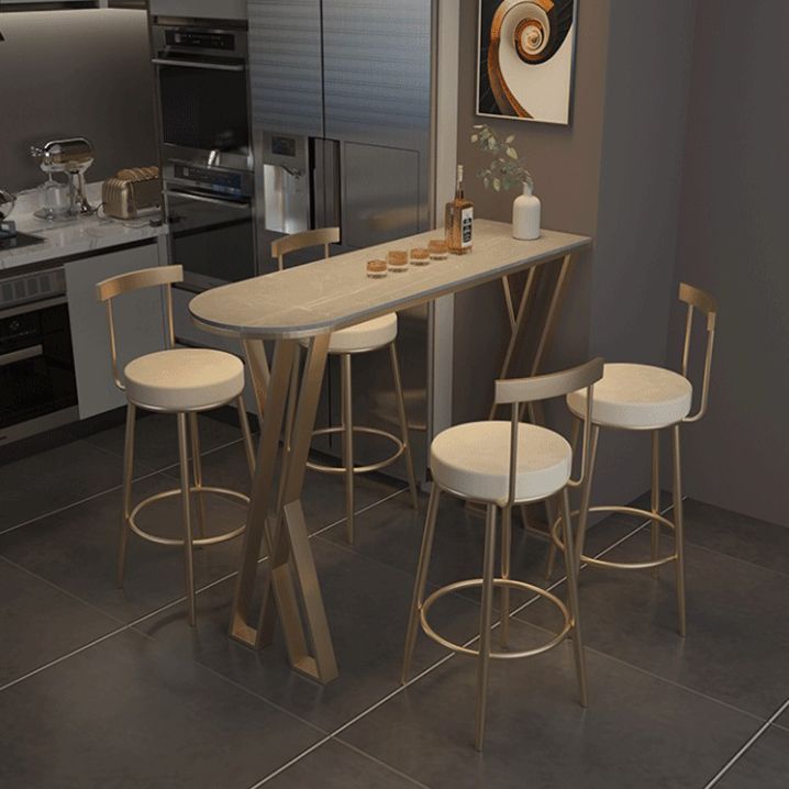 Contemporary 1/2/3/5 Pieces Bar Table Set Rectangle Bar Table with High Metal Stools Clearhalo 'Bar Furniture' 'furn' 'furn_home_bar_bar_sets' 'Furniture' 'Home Bars & Bar Sets' 'home_bar_bar_sets' 'Kitchen & Dining Furniture' 1200x1200_22e172f3-55d1-4d54-a84b-281303646d0c