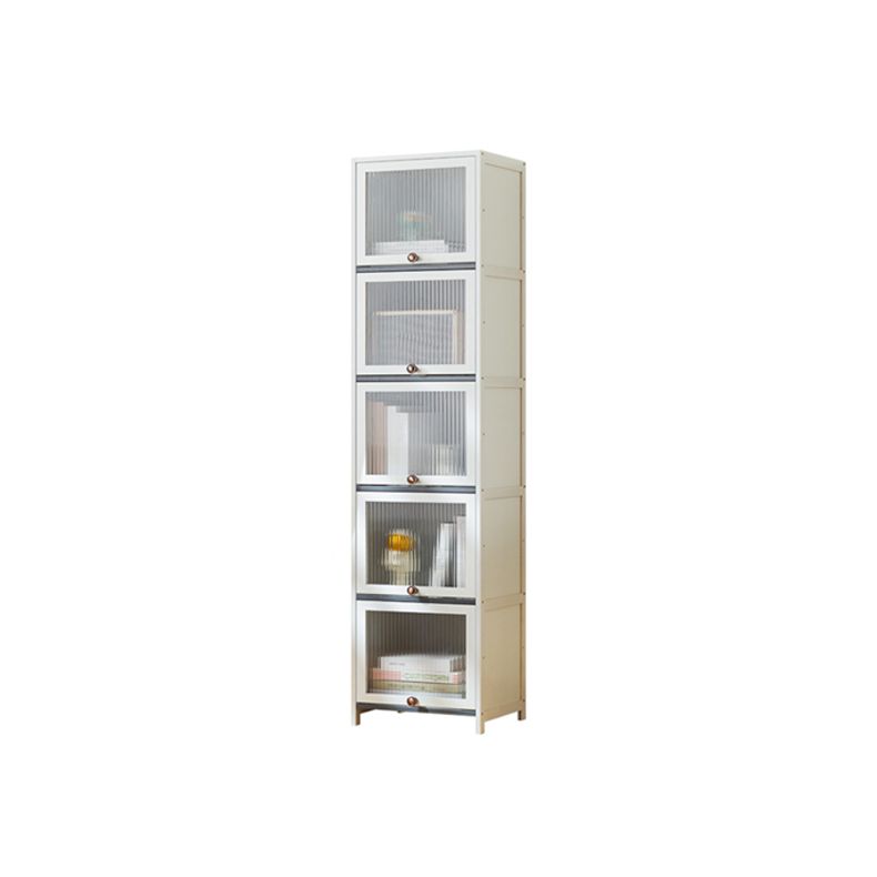 Contemporary Bamboo Accent Cabinet in White 12.6" D Chest with Glass Paned Clearhalo 'Cabinets & Chests' 'cabinets_chests' 'furn' 'furn_cabinets_chests' 'Furniture' 'Living Room Furniture' 1200x1200_22e305fc-fbfa-4837-b82f-51ca1889aa41