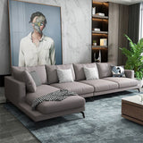 Stoff moderne L-förmige Sektion Square Arm Sofa & Chaise mit Kissen