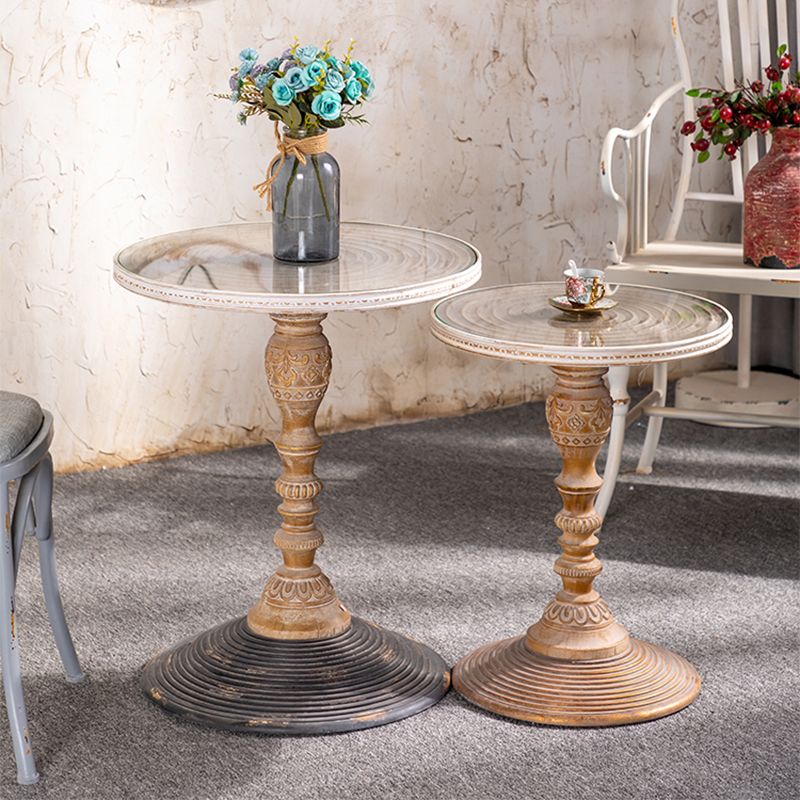 フランスのカントリー台座端テーブルソリッドウッドアンティークブラウン/ホワイトサイドテーブル