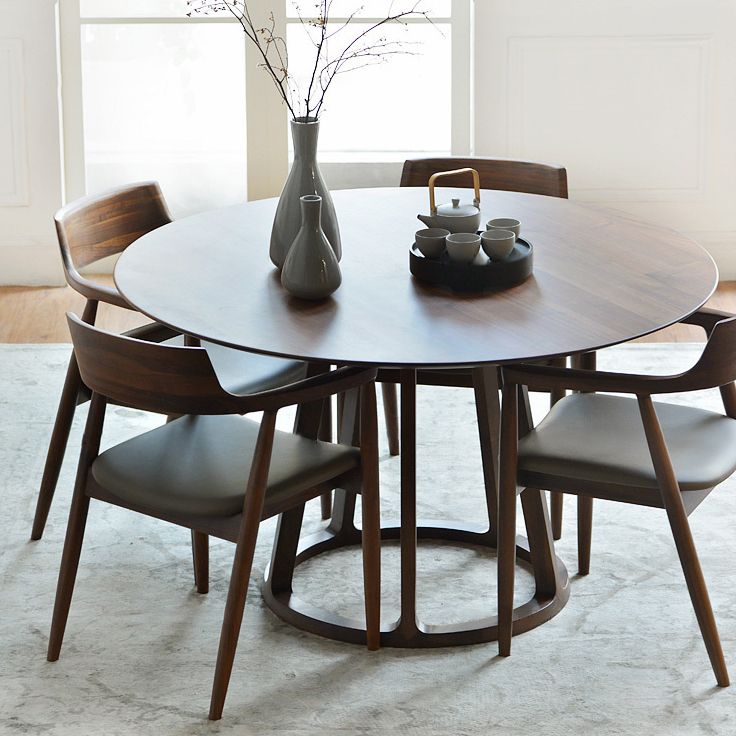 Round Pedestal Casual Dining Table Wood Color Fixed Table with Solid Wood Clearhalo ' dining_table' 'Dining Tables & Seating' 'Dining Tables' 'furn' 'furn_dining_table' 'Furniture' 'furniture_dining_table' 'Kitchen & Dining Furniture' 'kitchen&dining_furn' 'kitchen' 'kitchen_dining_table' 1200x1200_22e51ebe-1965-4c78-8b59-5f3e689aa92a