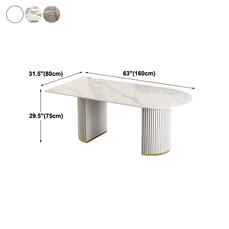 Mesa de comedor de doble pedestal contemporáneo muebles de comedor de piedra