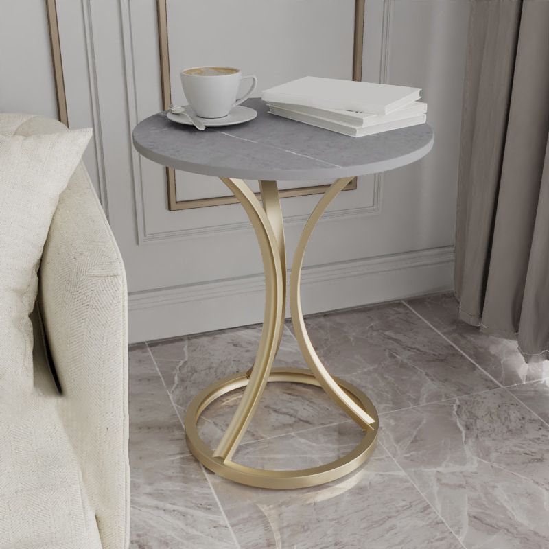 モダンスレートラウンドサイドエンドテーブルフレームベースタイプソファテーブル