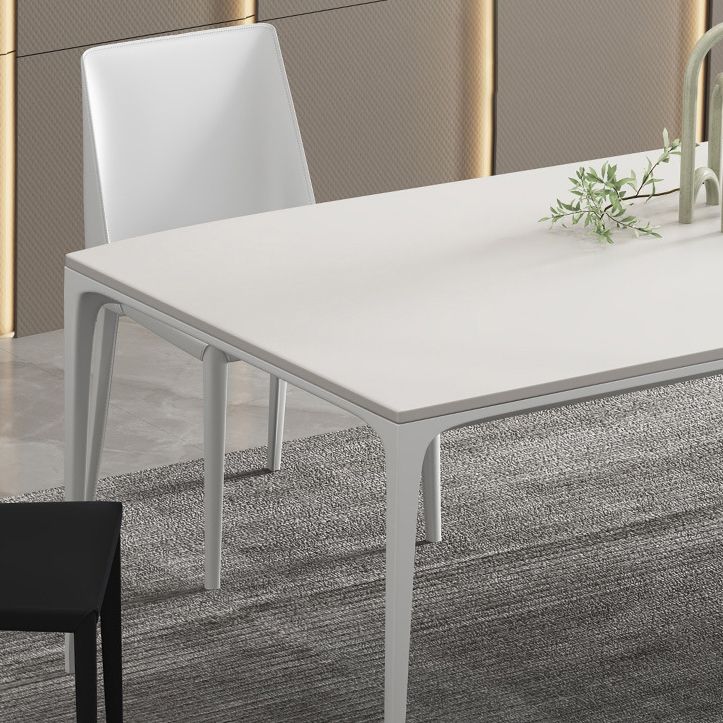Modern Rectangle Dining Table Sintered Stone Top 4 Metal Legs Dining Room Table Clearhalo 'Dining Tables & Seating' 'Dining Tables' 'dining_table' 'furn' 'furn_dining_table' 'Furniture' 'Kitchen & Dining Furniture' 1200x1200_22e7cf08-2111-4b7f-8ed5-6a0cf8c3ab73