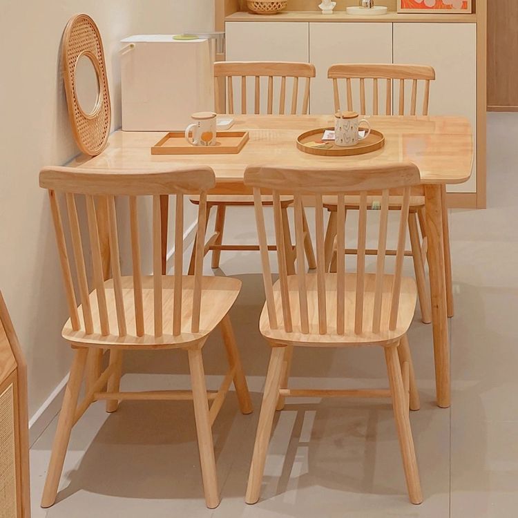 Wooden Table Set of 5/7 with Rectangle Table Modern Dining Set with Winsor Chairs for Restaurant Clearhalo 'Dining Room Sets' 'Dining Tables & Seating' 'dining_room_set' 'furn' 'furn_dining_room_set' 'Furniture' 'furniture_dining_room_set' 'Kitchen & Dining Furniture' 'kitchen&dining_furn' 'kitchen' 1200x1200_22e84d1e-df95-4abb-adb9-683d4833bfbb