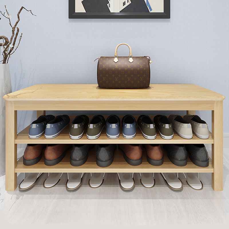 Contemporary Rubber Wood Bench Rectangle Seating Bench in Brown with Storage Clearhalo 'Benches' 'Chairs & Seating' 'furn' 'furn_benches' 'Furniture' 'Living Room Furniture' 1200x1200_22ea2fbe-211f-41b0-9073-438f9d61dc25