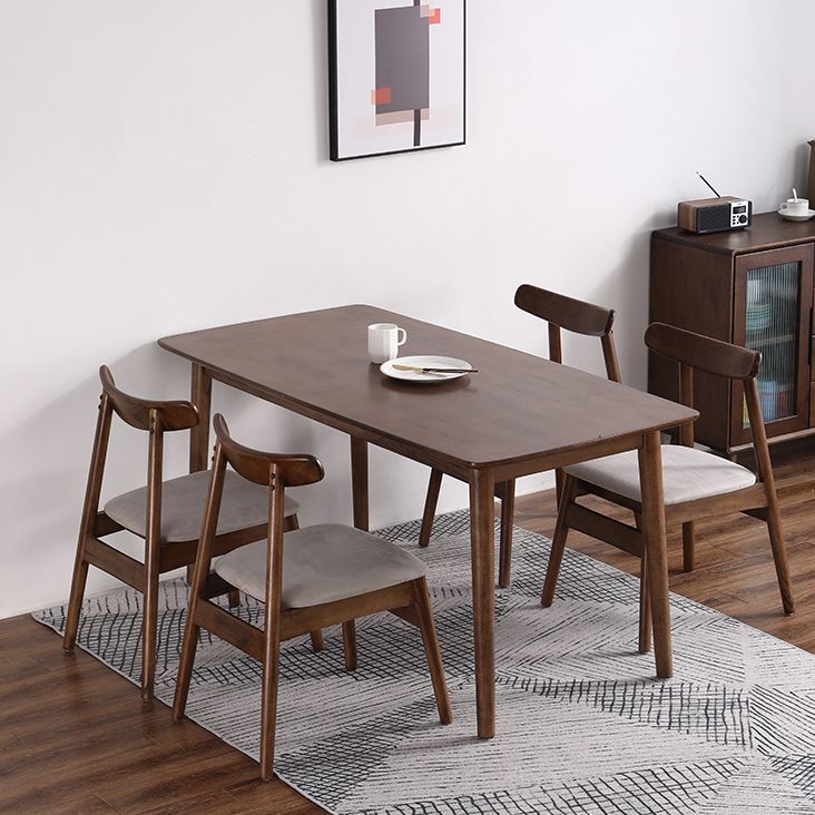 Rectangle Rubber Wood Table Modern Dining Table in Walnut with 4 Legs for Restaurant Clearhalo ' dining_table' 'Dining Tables & Seating' 'Dining Tables' 'furn' 'furn_dining_table' 'Furniture' 'furniture_dining_table' 'Kitchen & Dining Furniture' 'kitchen&dining_furn' 'kitchen' 'kitchen_dining_table' 1200x1200_22edccde-9768-4871-a28d-1dbbe209e8e9