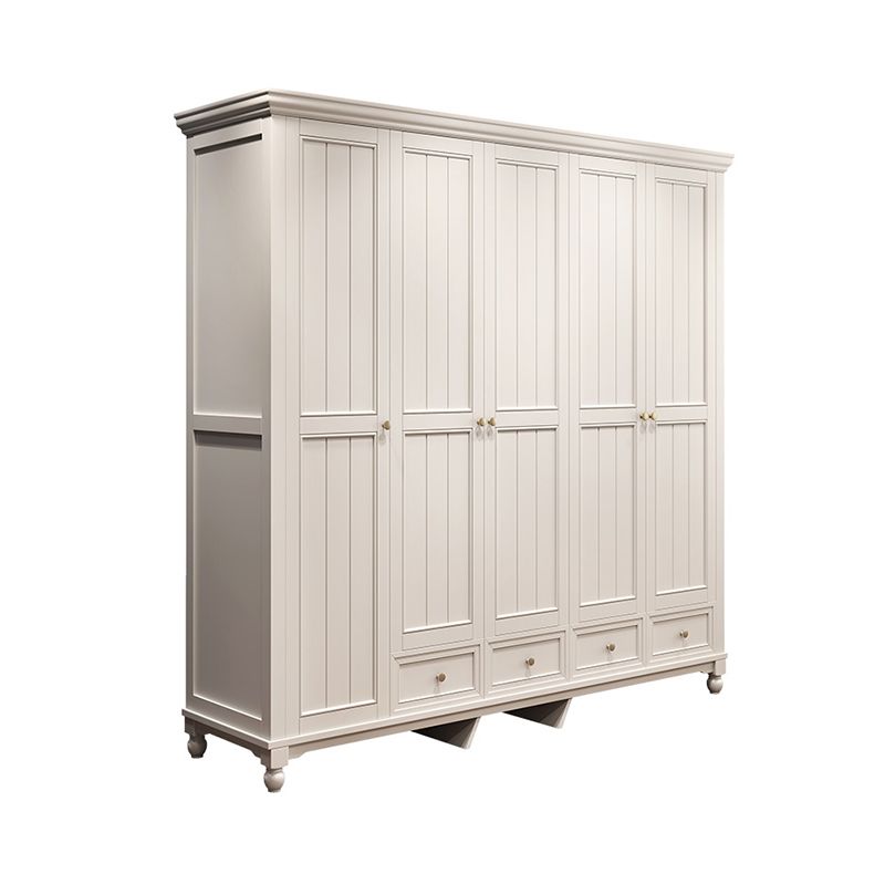 Armoire blanche de campagne française pour chambre à coucher avec des tiroirs