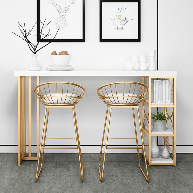 Glam 1/2/3/5 Pieces Bar Table Set Rectangle Bar Table with Metal High Stools for Kitchen Clearhalo 'Bar Furniture' 'furn' 'furn_home_bar_bar_sets' 'Furniture' 'Home Bars & Bar Sets' 'home_bar_bar_sets' 'Kitchen & Dining Furniture' 1200x1200_22eec036-5ece-4f0e-ac4b-27169f3d1551