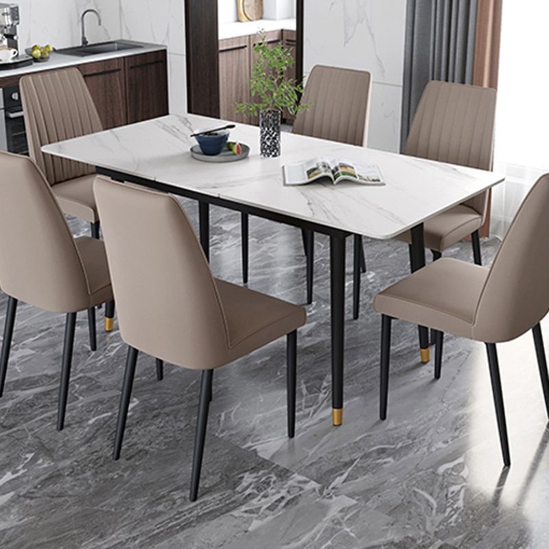 White Contemporary Rectangular and Round Easy Folding Dining Table Clearhalo 'Dining Tables & Seating' 'Dining Tables' 'dining_table' 'furn' 'furn_dining_table' 'Furniture' 'Kitchen & Dining Furniture' 1200x1200_22eec219-7d8e-4226-afb6-fb8c83e95ef8