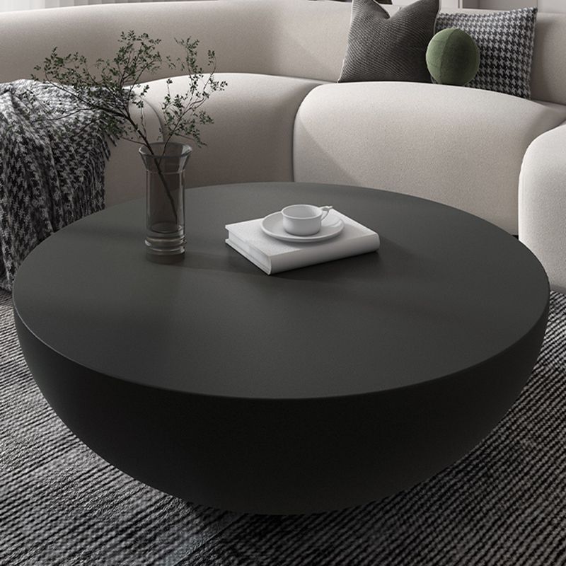 Modern Concrete Black Cocktail Table Round Coffee Table - White Clearhalo 'Coffee & Accent Tables' 'Coffee Tables' 'coffee_tables' 'furn' 'furn_coffee_tables' 'Furniture' 'Living Room Furniture' 1200x1200_22eef815-55eb-4bf0-8620-ff4798edfdbb