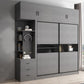 Asta di guardaroba in legno di colore grigio incluso armadio guardaroba con porta scorrevole
