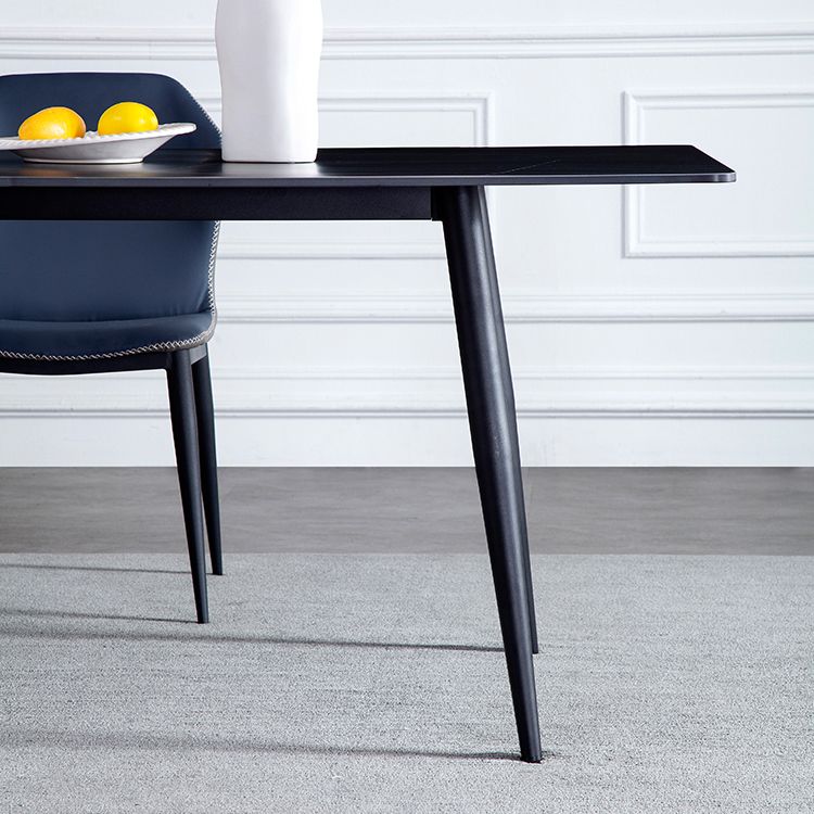 Rectangle 4 Legs Industrial Style Dining Table Sintered Stone Fixed Table for Kitchen Clearhalo ' dining_table' 'Dining Tables & Seating' 'Dining Tables' 'furn' 'furn_dining_table' 'Furniture' 'furniture_dining_table' 'Kitchen & Dining Furniture' 'kitchen&dining_furn' 'kitchen' 'kitchen_dining_table' 1200x1200_22f1e551-60fe-42c0-aebb-a9d892c4b950