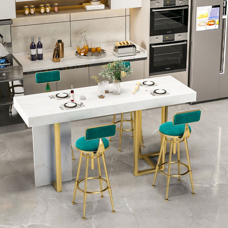 Rectangle Faux Marble Top Bar Table Industrial Counter Height Table with Double Pedestal Clearhalo 'Bar Furniture' 'Bar Tables' 'bar_tables' 'furn' 'furn_bar_tables' 'Furniture' 'Kitchen & Dining Furniture' 1200x1200_22f405ec-77c9-4385-8a1b-30ad3ea176ac