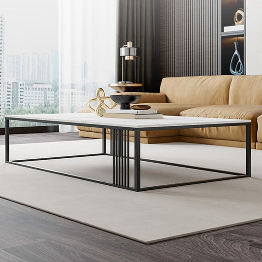 Modern Slate/steel Rectangle Coffee Table 1 Single Cocktail Table for Living Room Clearhalo 'Coffee & Accent Tables' 'Coffee Tables' 'coffee_tables' 'furn' 'furn_coffee_tables' 'Furniture' 'Living Room Furniture' 1200x1200_22f40b0f-110a-4600-b8be-98a1cf75faa5