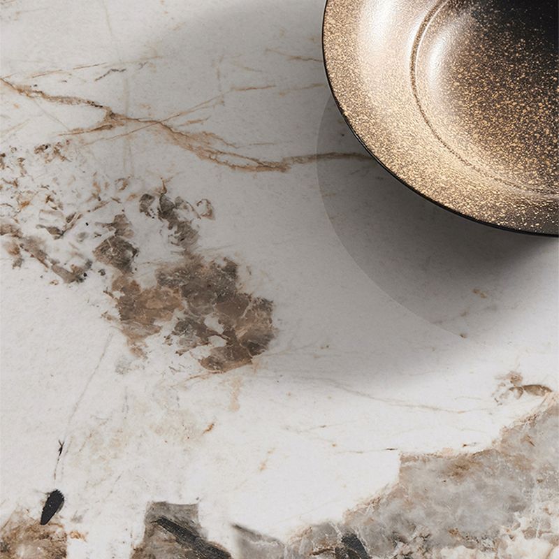 Modern Style Round Coffee Table with Iron Craft Black Base and Rock Slab White Top Clearhalo 'Coffee & Accent Tables' 'Coffee Tables' 'coffee_tables' 'furn' 'furn_coffee_tables' 'Furniture' 'Living Room Furniture' 1200x1200_22f46a39-5f3e-4501-8d2a-fd1f146f174e