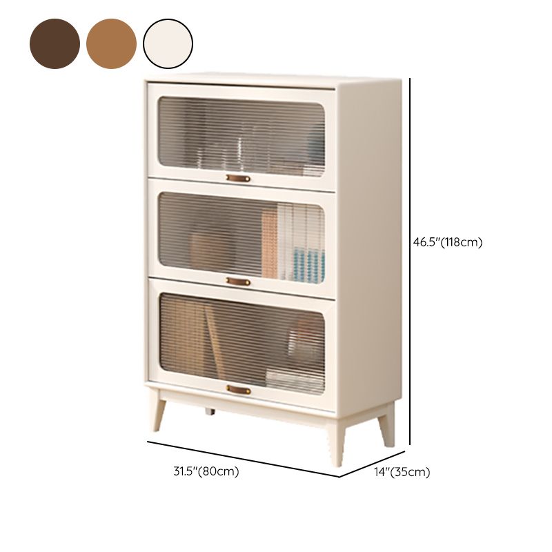 Mid-Century Modern Glass Paned Cabinet,  Solid Wood Accent Cabinet