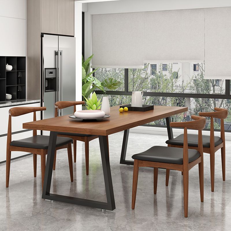 Metal Sled Base Dining Table Modern Solid Wood Top Dining Table in Brown and Black Clearhalo 'Dining Tables & Seating' 'Dining Tables' 'dining_table' 'furn' 'furn_dining_table' 'Furniture' 'furniture_dining_table' 'Kitchen & Dining Furniture' 'kitchen' 'kitchen_dining_table' 1200x1200_22f83db3-dc87-4ce7-9b36-50bae7c55e57