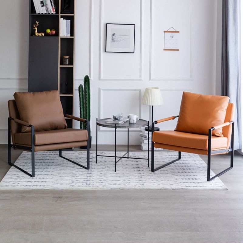 Industrial Metal Armchair Leather Upholstered Accent Armchair Clearhalo 'Accent Chairs' 'accent_chairs' 'Chairs & Seating' 'furn' 'furn_accent_chairs' 'Furniture' 'Living Room Furniture' 1200x1200_22f96b36-c42e-4185-ab3f-a66eb20d12d3