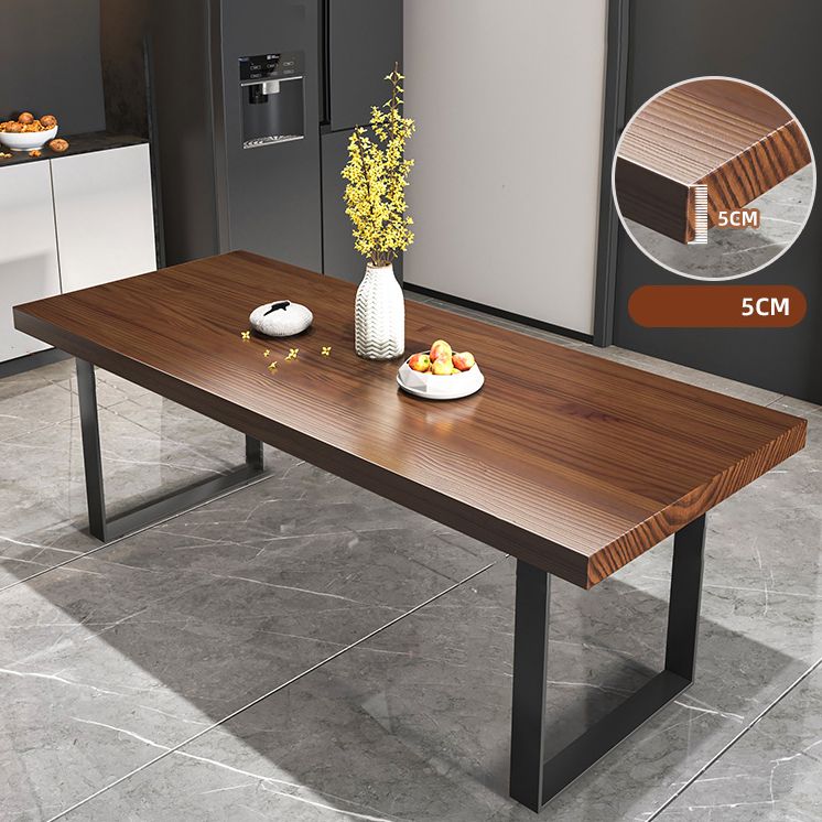 Modern Style Solid Wood Dining Table Rectangular Dining Table with Metal Base Clearhalo 'Dining Room Sets' 'Dining Tables & Seating' 'dining_room_set' 'furn' 'furn_dining_room_set' 'Furniture' 'furniture_dining_room_set' 'Kitchen & Dining Furniture' 'kitchen&dining_furn' 'kitchen' 1200x1200_22f9df74-84a6-4b31-a2c2-2f7b435d96cb