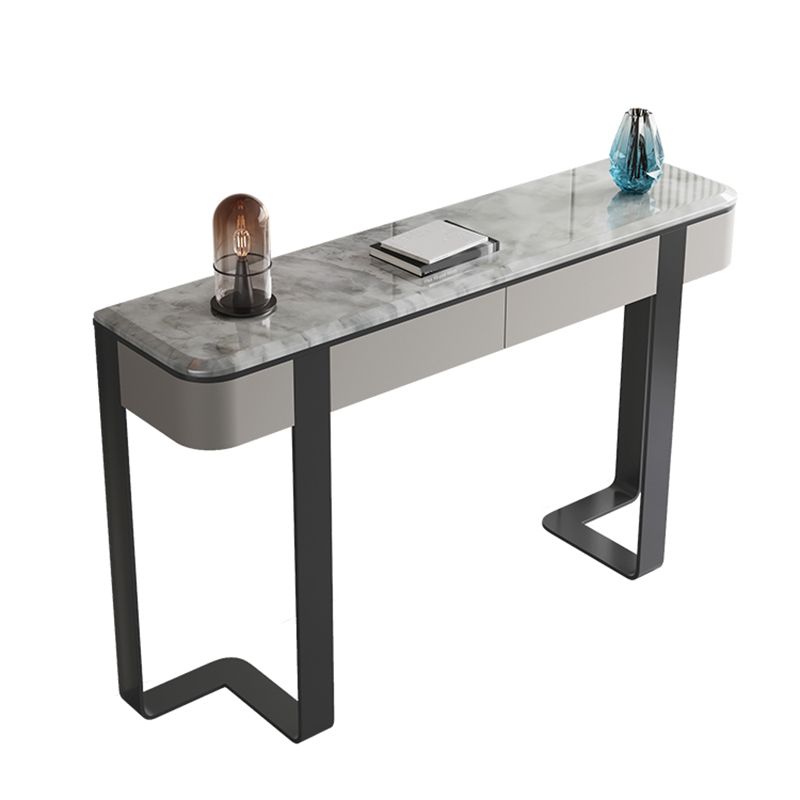 Contemporary Console Accent Table Scratch Resistant with Stone Top for Hall