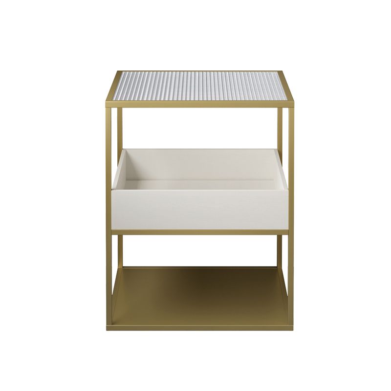 Square Glass Frame Side Table with Storage Shelves - 16.93" W