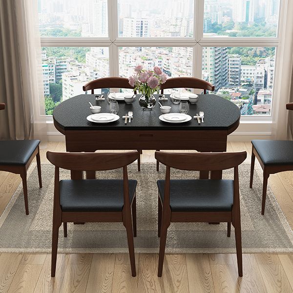 Contemporary Kitchen Dinner Table Extendable Wood Dining Table Clearhalo 'Dining Tables & Seating' 'Dining Tables' 'dining_table' 'furn' 'furn_dining_table' 'Furniture' 'Kitchen & Dining Furniture' 1200x1200_22fd4e5b-ca8d-4847-8921-9f9552a93af0