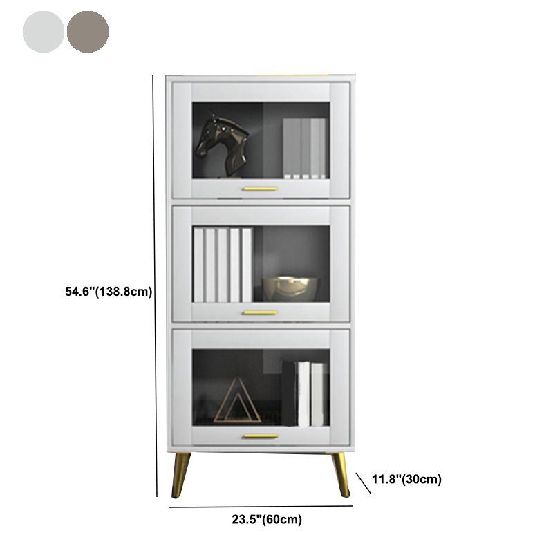 Glam Champagne/White Closed Back Standard Wood Shelf Bookcase for Living Room Clearhalo 'Bookcases' 'furn' 'furn_bookcases' 'Furniture' 'Office Furniture' 1200x1200_22fe0e44-2b55-4d42-b59a-72b3f8a35e44