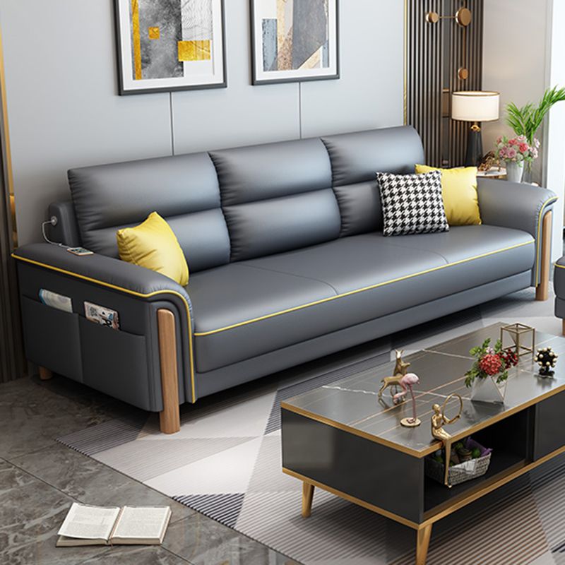Modern Faux Leather Flared Arm Sofa with Tight Back for Living Room, Apartment Clearhalo 'furn' 'furn_sofas' 'Furniture' 'furniture_sofas' 'kitchen' 'kitchen_sofas' 'Living Room Furniture' 'Sofa' 'sofas' 1200x1200_22fea1d4-d9bb-46e2-8353-d89426b58902